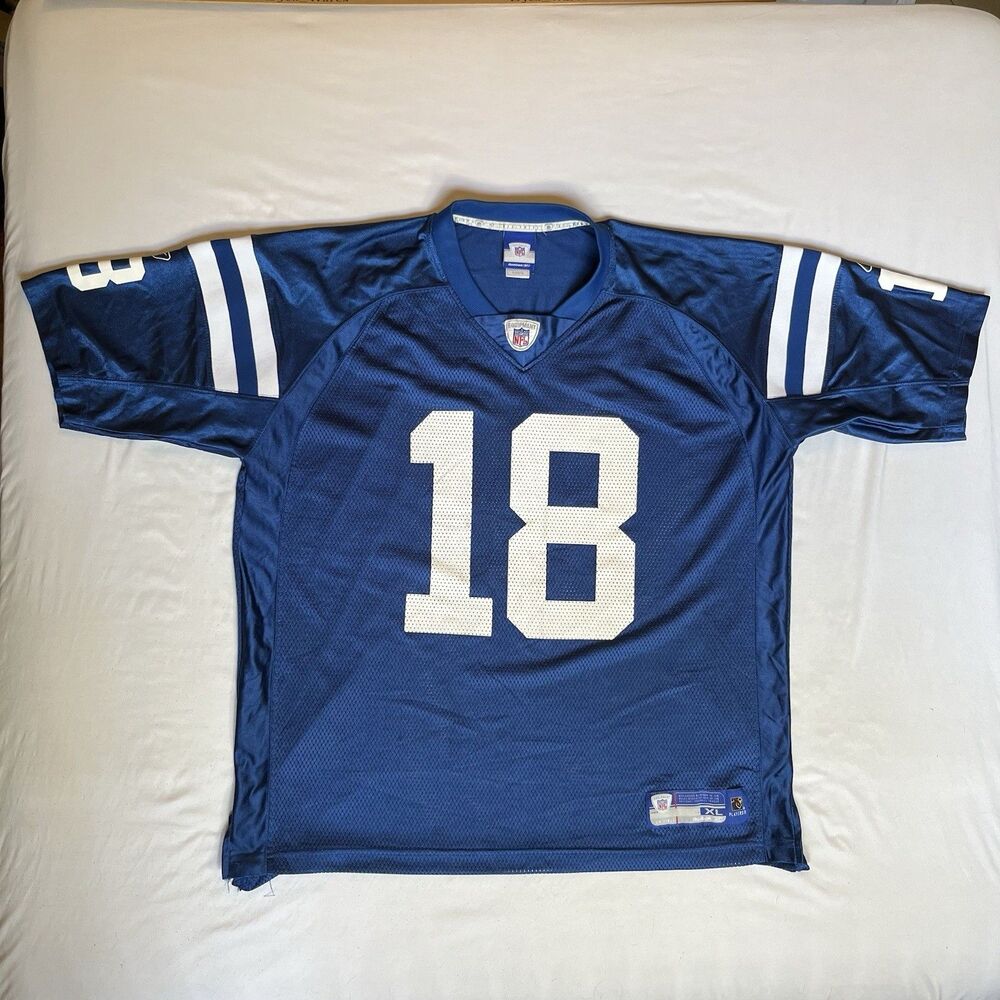 Vintage Reebok Peyton Manning #18 Indianapolis Colts NFL Jersey Adult XL Blue